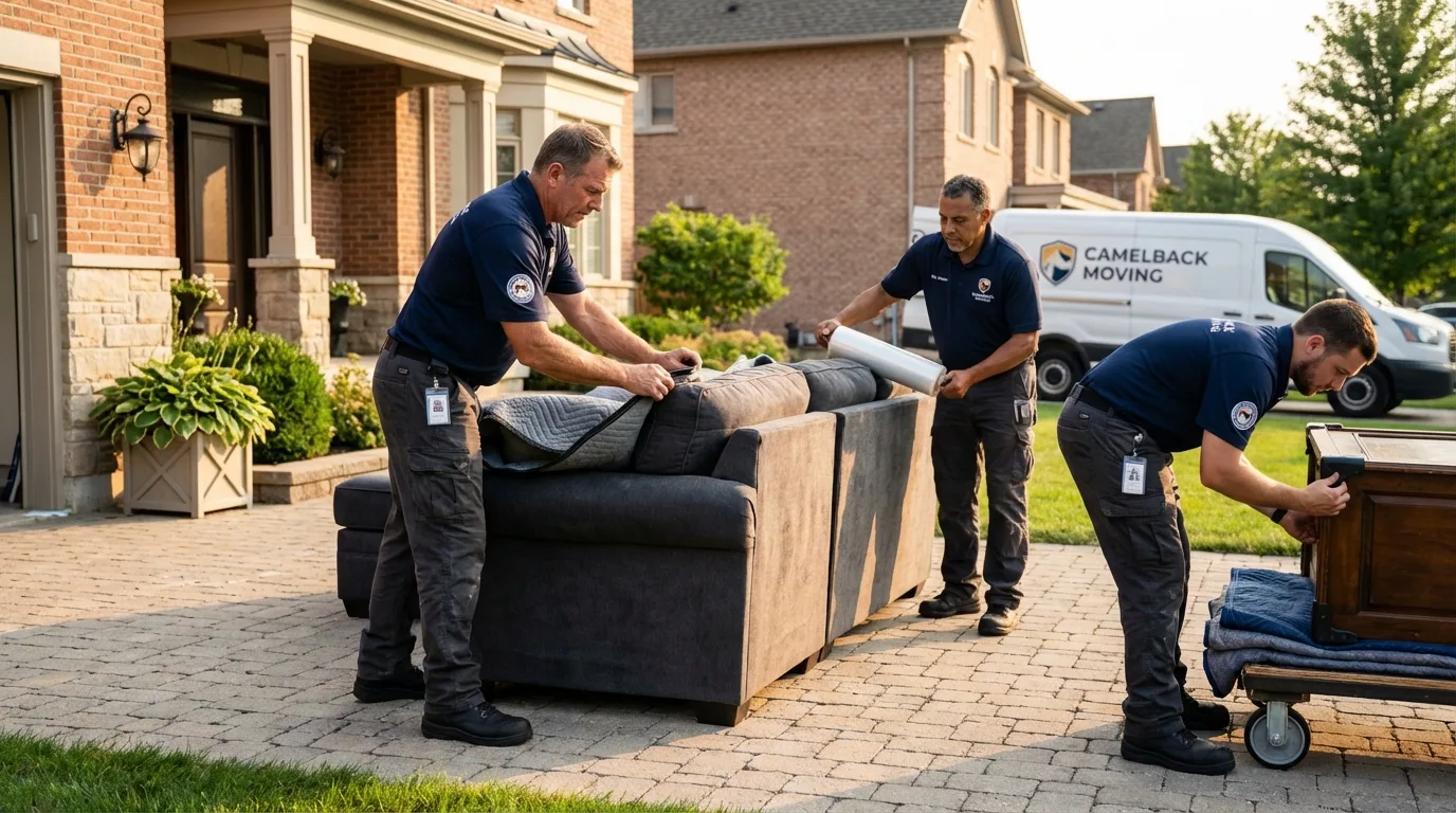 Large estate moving crew wrapping furniture in Vineyard Haven, MA
